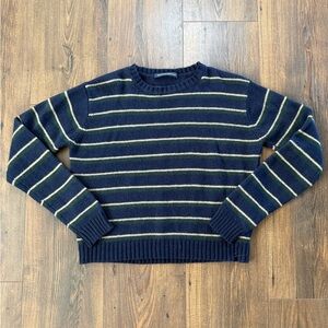 Brandy Melville Navy and Green Striped Sweater